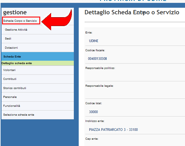 schermata menu